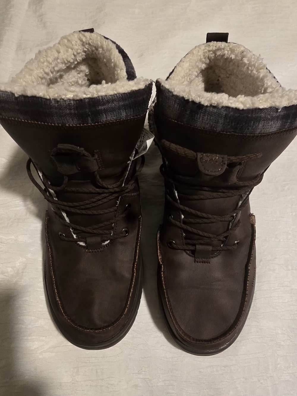 Hey Dude Men's Dark Brown Lace-Up Sherpa-Lined Boots